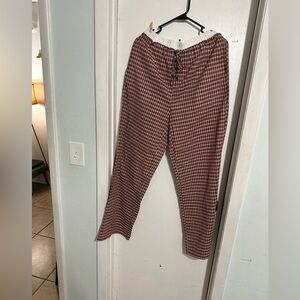 No Boundaries Red Plaid Pull-On pants with White Elastic Waist